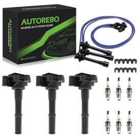 Set of 3 Ignition Coils Pack UF156 GN10184 with 6 Iridium Spark Plugs and Spark plug Wire Set Compatible with Toyota 4Runner T100 Tundra Tacoma 1995-2004 3.4L