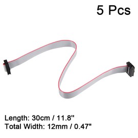sourcing map IDC 12 Pins Connectors Flat Ribbon Cable Female 30 cm 2 mm Distance Pack of 5