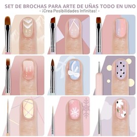 GAOY 8 pinceles de uñas para arte de uñas, herramientas de diseño de uñas para pintura de detalles de uñas, delineador francés y bolígrafos de puntos 