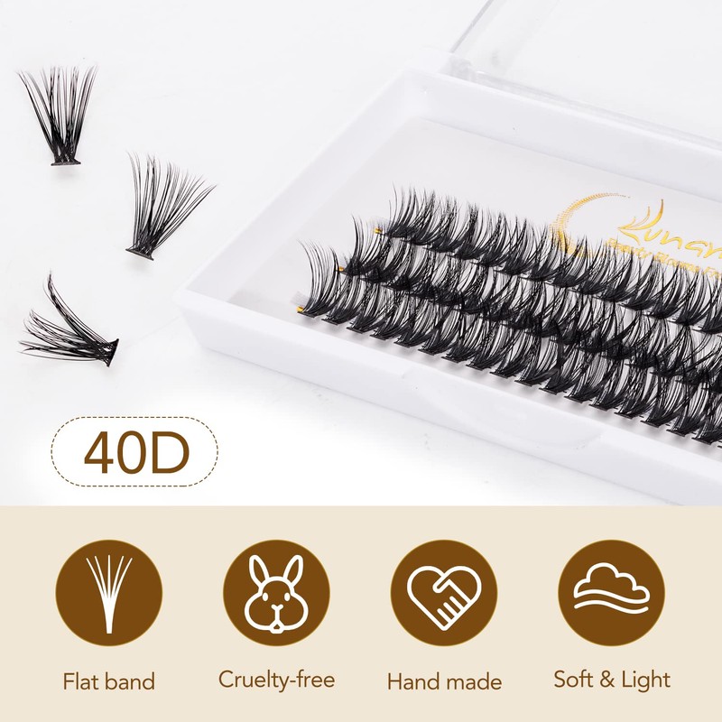 Cluster Eyelashes, Single 30D + 40D Eyelashes, Individual, 240 Pieces,
