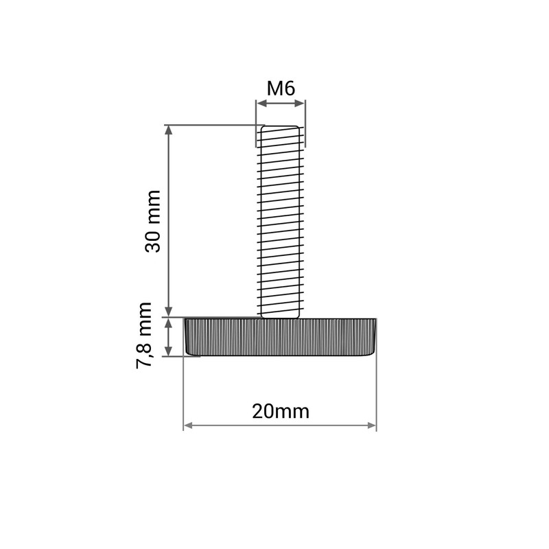 SKIR'CO 8 pcs, Furniture Leveling Feet M6 x 30 mm,