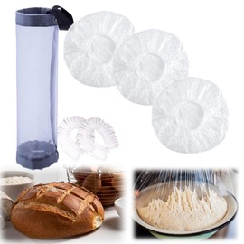 100pcs Plastic Bowl Covers for Bread Proofing Reusable Bread Cover for Rising Elastic Bread Making Supplies Sourdough Supplies with a Bowl Covers Holder