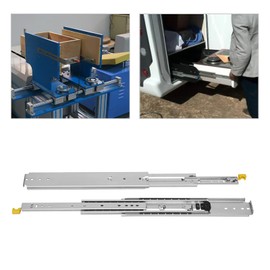 Heavy Duty Drawer Slides 60" - Heavy Duty Drawer Slides w/Lock Pair Ball Bearing Full Extension Slides - 3 Section Drawer Tracks and Runners 450 lb Load Capacity Side Mount 1 Pair