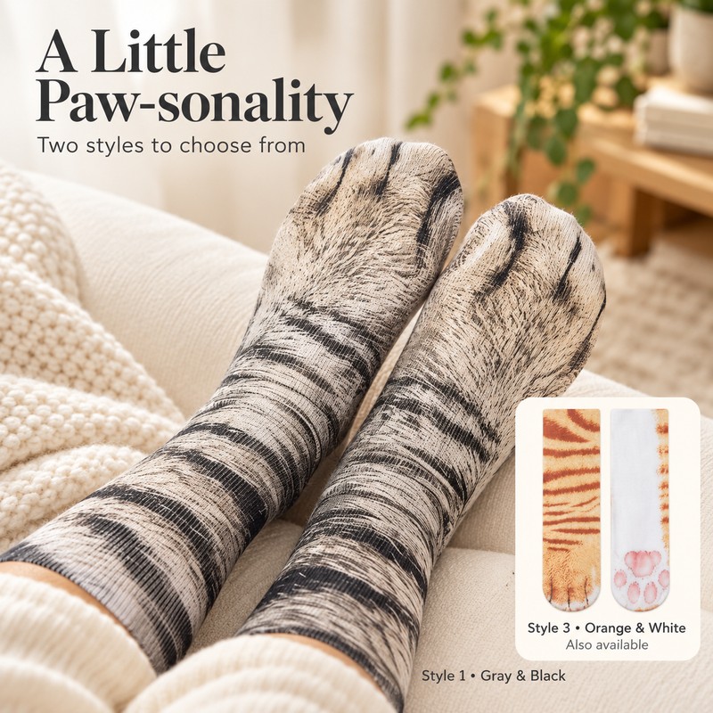 Animal Paw Socks for Playful Everyday Wear – Realistic Cat