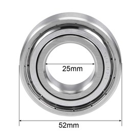 sourcing map Track Guide Bearing Deep Groove Ball Bearing S6205ZZ Stainless Steel 25 x 52 x 15 mm Double Shielded 6205ZZ Ball Bearing Replacement Parts