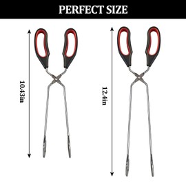 2 Pack Scissor Tongs for Kitchen and BBQ Food Tongs for Grilling, Cooking, Flipping & Serving Burgers, Steak, Salad (Medium & Large)