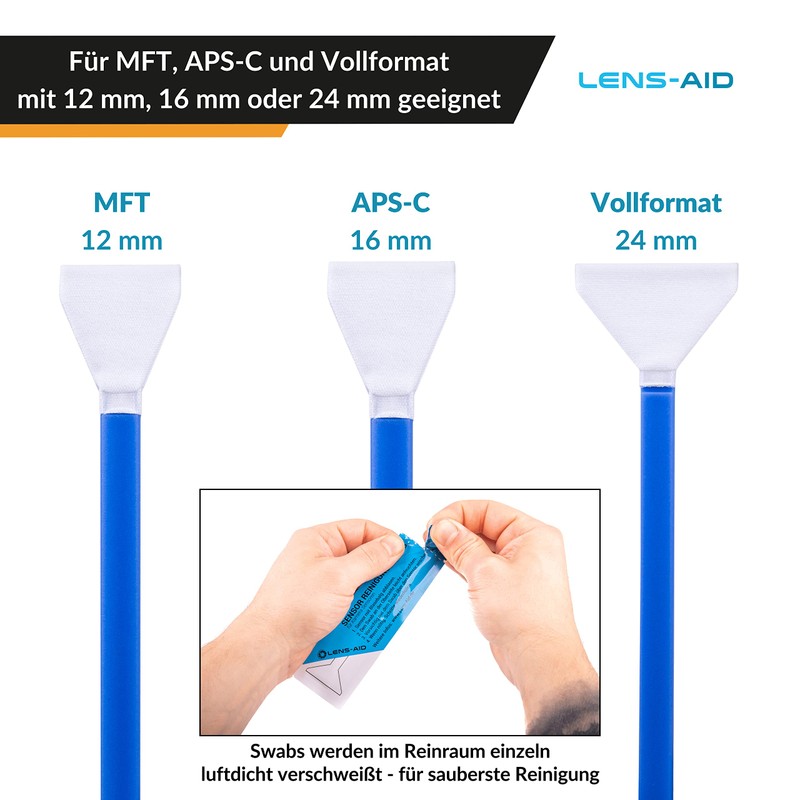 Lens-Aid Sensor Swabs for Cleaning Full Frame Camera Sensors: 12x