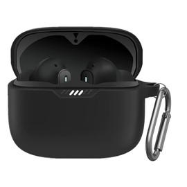 Ankersaila Case Compatible with JBL Tune 230NC TWS, Soft Silicone Shockproof Protective Cover with Carabiner (Black)