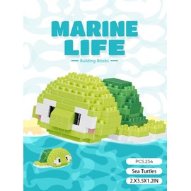 Jollcnoia Sea Turtles Cute Sea Animals Creature Building Toy Blocks Marine Life Mini Bricks Micro Building Toys
