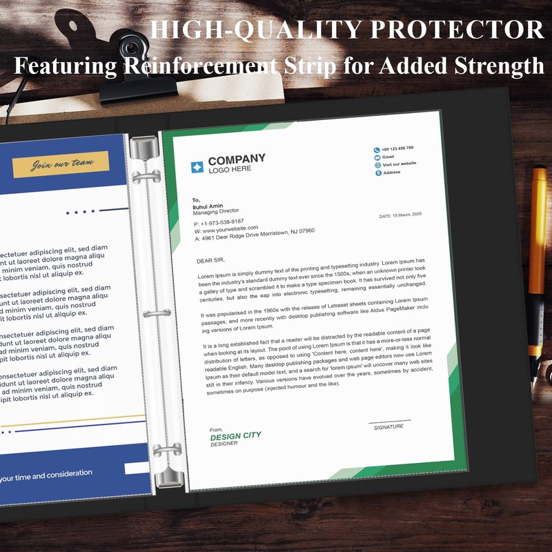 Page Protectors for 3 Ring Binder, Sheet Protectors 8.5 x