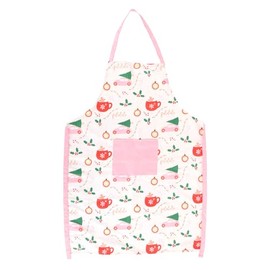 Sugarplum Fun Christmas Print Apron - Festive Holiday Kitchen Cooking Apron with Colorful Patterns, Adjustable Neck Strap and Waist Ties, One Size Fits Most, Gift for Cooking Enthusiasts