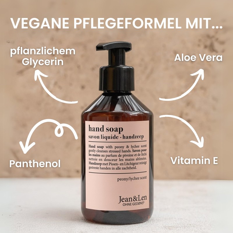 Jean & Len Hand Soap Peony & Lychee Vegan 250ml