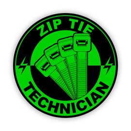 Green Zip Tie Technician Sticker for Water Bottle Phone Tumbler Hard hat - One