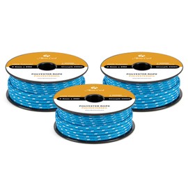 Abma Cord Polyester Rope 3 mm x 20 m Rope Braided Cord Tear-Resistant for Outdoor, Boat, Mooring, Tent, Garden - Blue/White