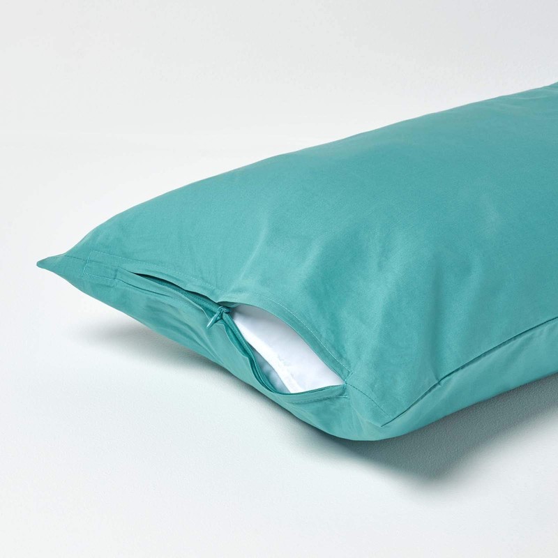HOMESCAPES Percale Cushion Cover 40 x 80 cm Sea Green
