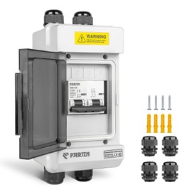 Pjerjzn Solar Panels Disconnect Switch 125A 1000VDC Solar Shut Off Switch 2 Poles Outdoor DC Miniature Circuit Breaker Box, IP65 Waterproof UV-Proof for Solar PV Home