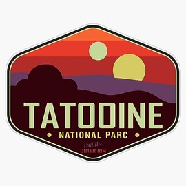 Visit Tatooine Retro Binary Sunset Sticker Bumper Sticker Vinyl Decal 5"
