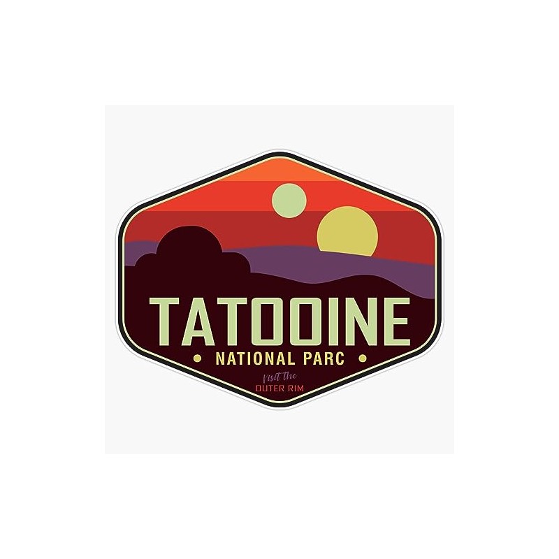 Visit Tatooine Retro Binary Sunset Sticker Bumper Sticker Vinyl Decal