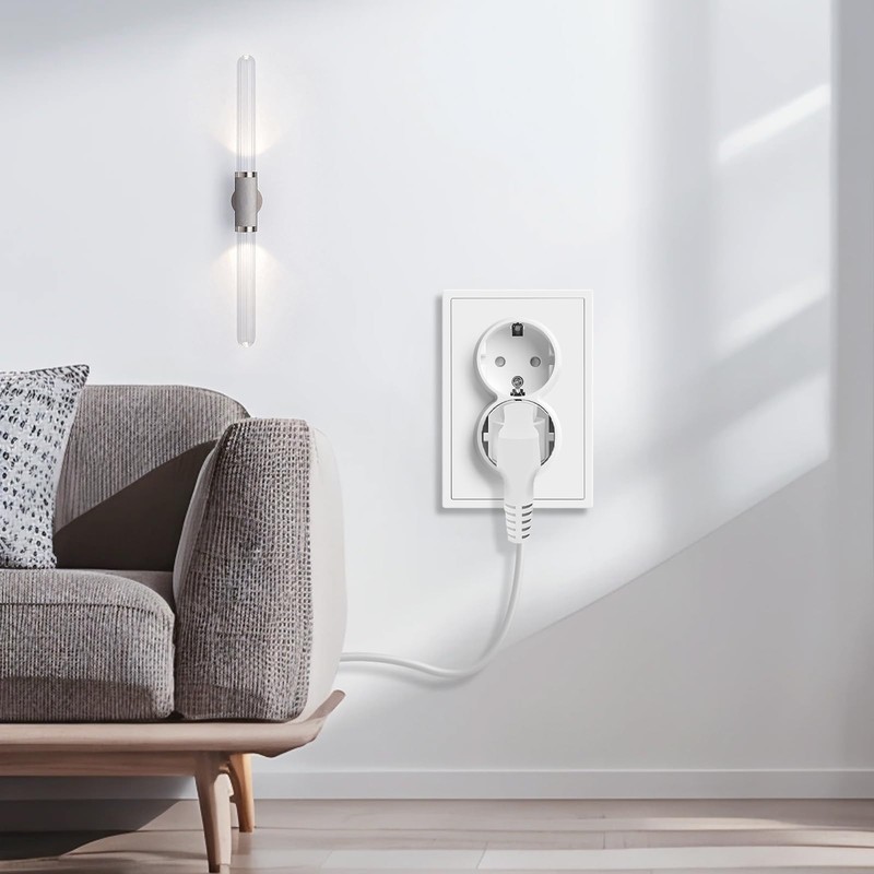 CNBINGO Double Socket Flush-Mounted White Double Socket Wall Socket with