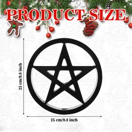 Hillban 7 Inch Pentagram Tree Topper Pentacle Gothic Christmas Tree Decor vintage Holiday Pentagram Decor Black Star Wooden Xmas Tree Ornament for Christmas Party Indoor Outdoor Home Decoration