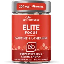Eu Natural Cápsulas de Cafeína con L-Teanina, Suplemento Alimenticio para Rutina Diaria, 60 Cápsulas Vegetarianas