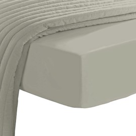 Pizuna 600 Thread Count Cotton Fitted Sheet 90 x 200 - 100 x 200 cm Silver, 100% Long Staple Cotton Fitted Sheet, Soft Mako Satin Weave Fits up to 40 cm Mattress Height (100% Cotton Bed Sheet)