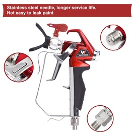 Airless Paint Spray Gun with 517 tip High Pressure 4000 PSI Red Series Airless Sprayer Gun (2 Finger)