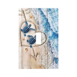 Sea Beach Turtle 1-Gang Toggle Light Switch Cover Blue Ocean Turtle Decorative Wall Plates Cover Single Toggle Motivational Animal Electrical Faceplate for Home Decor