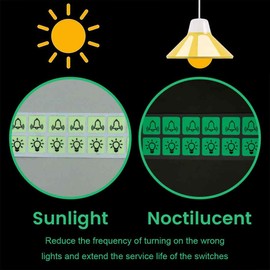 Nightlight Switch Sticker Set with 10 Bells and 10 Light Symbol Stickers, 14 x 14 mm