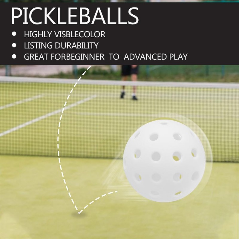12 Pack Pickleball Balls, 40 Holes Outdoor Pickleballs, High Elasticity