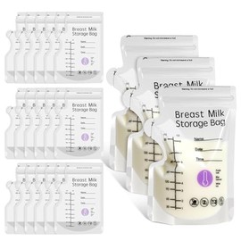 100 Pcs Breast Milk Storage Bags HXC 250ml Milk Storage Bags Breastfeeding Temp-Sensing Breastmilk Storage Bag with Pour Spout BPA Free No-Leak for Breastfeeding