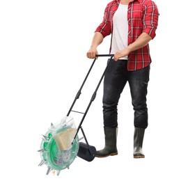 siohdagu Garden Planter, Manual Hand-Pushed Drum Planter, Row Planter with 12 Nozzles, Efficient Row Planter for Soybeans, Peanuts, Corn, Cotton and Soybeans