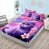 HOSIMA Cat Fitted Sheet Queen Size Rainbow Bedding Set,Kawaii Toddler