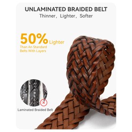 CHAOREN Braided Belts Men Leather - 1 3/8" Casual Woven Belts for Men - Handcrafted Softness for Jeans