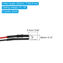 PATIKIL 3V - 6V 5mm LED Luz Emisores Diodos, 12 Paquete Pre Cableado Mini LED Luces Bombilla Luz Emisora Lámpara para RC Bricolaje Indicador Iluminación Decoración, Azul