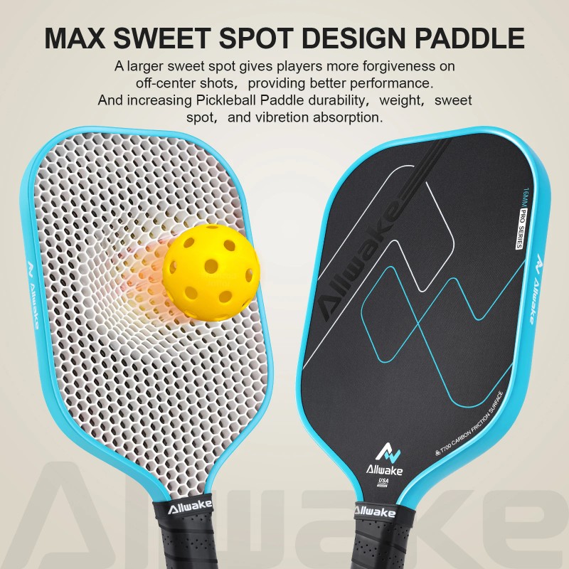 Allwake Pickleball Paddle T700 Raw Carbon Fiber Pickleball Paddle, Increased