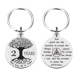 TANWIH 2 Year Sobriety Gifts - Two Year Sober Keychain - Proud of You 2 Year Recovery Gifts for Men Women