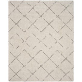 Safavieh Arizona Shag Collection ASG743A Moroccan Diamond 1.6-inch Thick Area Rug, 8' x 10', Ivory / Beige