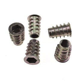 M8 (8mm) X 25mm Wood Insert Hex Socket Nuts Threaded Insert Flanged Hex Socket (Type D) Nut For Wood Timber Furniture Carpenter DIY and Many Project - Pack of 10