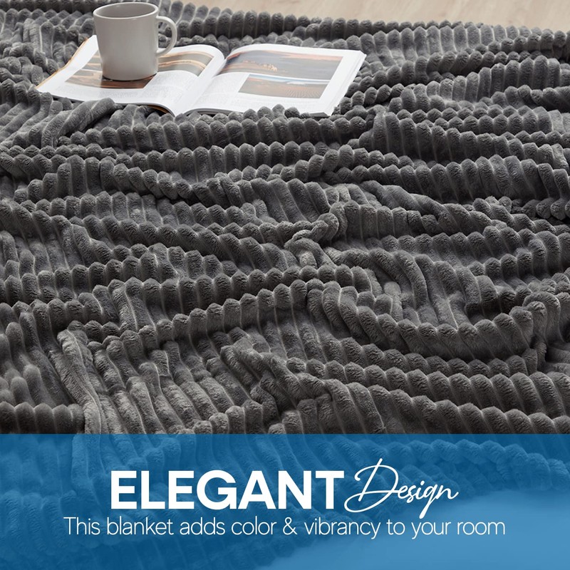 Nestl Grey Throw Blanket for Couch - Cozy Warm Fuzzy