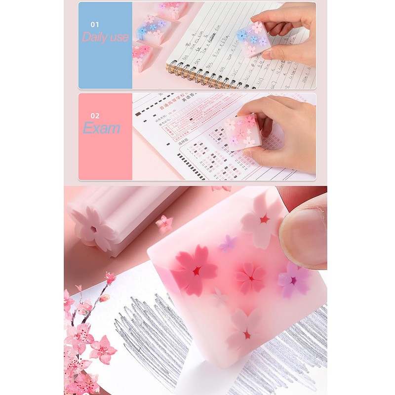 SIPLIV 32 Pieces Terrazzo Pattern Erasers Cute Pink Erasers Novelty