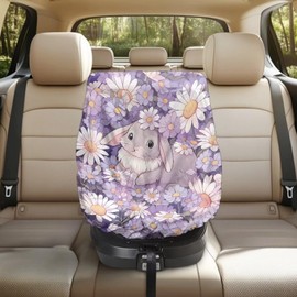 JOAIFO Easter Car Decor Baby Car Seat Cover, Cute Bunny Car Seat Sun Shade Cover Sun Protection to Keep The Car Seat Cool, Easy to Clean and Install