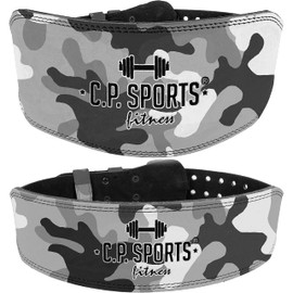 C.P. Sports Training Belt/Weightlifting Belt Leather Standard or Extra Wide Men & Women for Strength Sports, Bodybuilding, Fitness Camo White XL = 95-125 cm