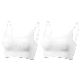 AMRIY Womens Sports Bras for Women Light Support Padded Workout Bras for Women Supportive Seamless Women's Wireless Yoga Bra White,XXL