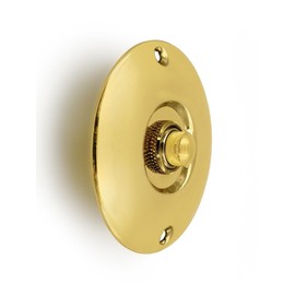 A29 Polished Lacquered Brass Doorbell Button – 3" diameter – Vintage Antique Style Push Button Doorbell with Recess Mount – Wired for Two-Wire Chimes, Weather Resistant Finish, Easy DIY Installation