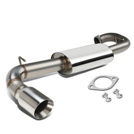 Auto Dynasty 4 Inches Oval Double Muffler Walled Rolled Diagonal Cut Tip Axle-Back Catback Exhaust System Compatible with 2011-2016 Scion tC, Stainless Steel