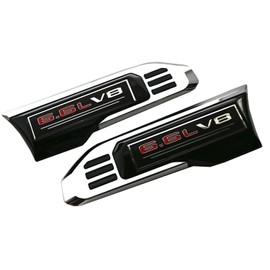 Pair Custom Vents 3D Badge Emblems 6.6L USA Flag Replacement for 2024-2025 2500HD 3500HD 6.6L Gas V8 Vents 86790678 (6.6L V8 Chrome Red)