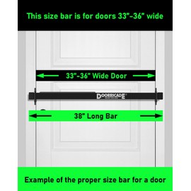 Door Security Bar-by Doorricade-Secure The Entire Width of Your Inward Opening Front Door-Safe Room. Fits Doors 33"-36" Wide.