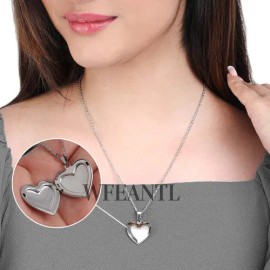 2pzs Collar Dije Corazón Para Parejas Fotos Acero Inoxidable