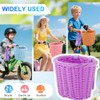 Fouvin Children's Bicycle Basket, Braided, Front, Removable, with Bells, Streamers,